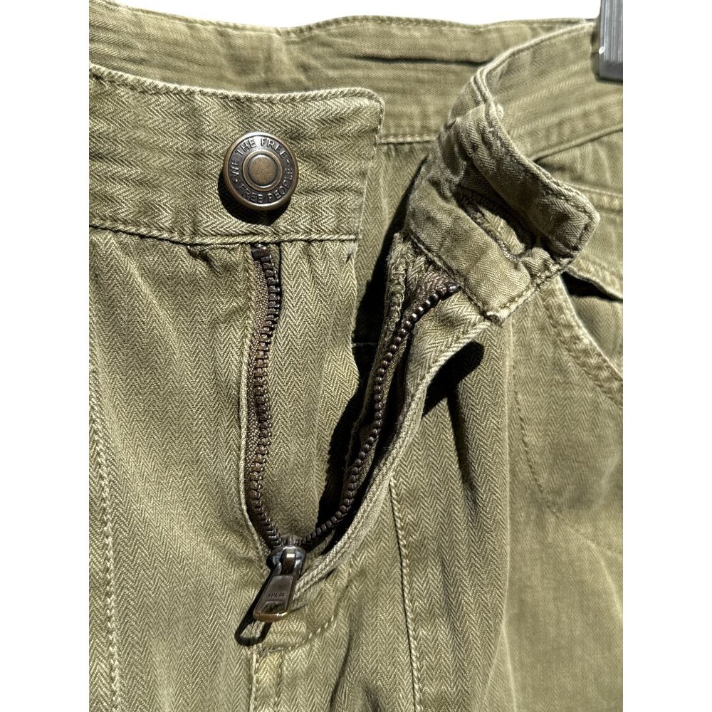 Free People‎ Cotton Olive Green Rule Breaker Slim Cargo Utility Pants 0 - Picture 5 of 13
